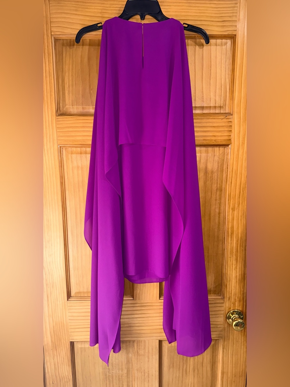 Belle Badgley Mischka Magenta Chiffon Tiered Cocktail Sheath Dress-10-EC - Picture 9 of 14